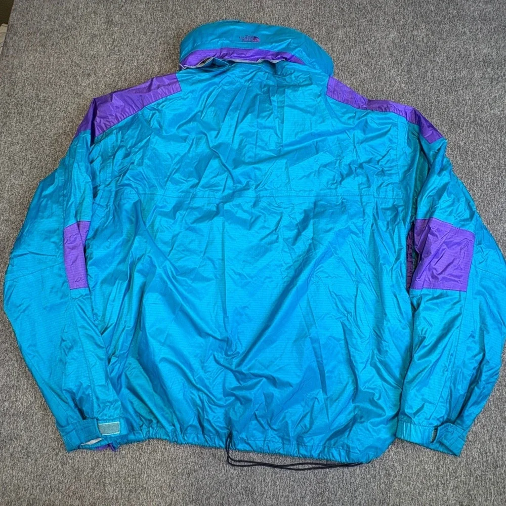 VTG The North Face Anorak Jacket 90s Mens XL Teal Purple ColorBlock Windbreaker‎